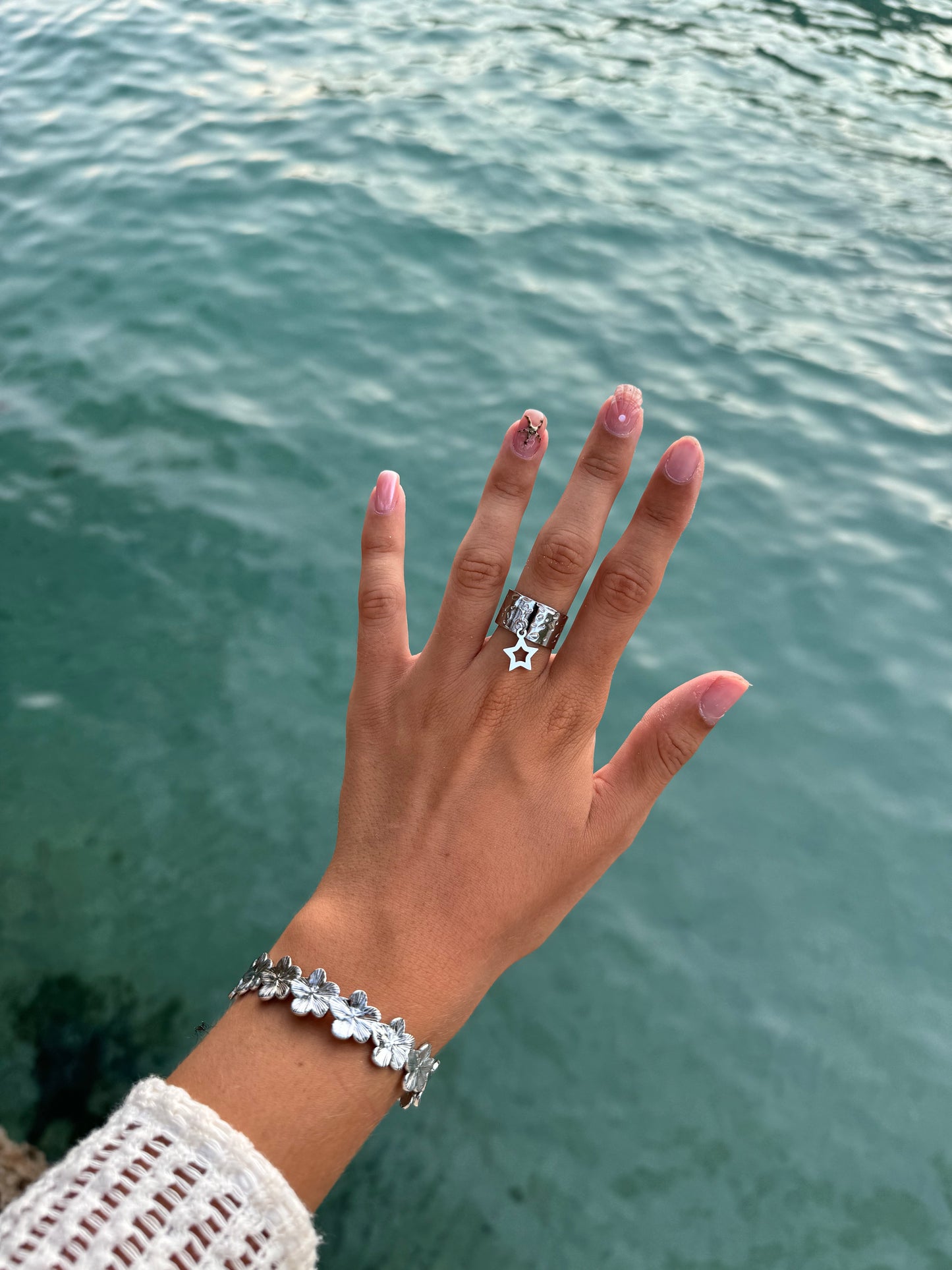 Silver charm ring